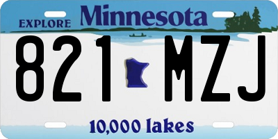 MN license plate 821MZJ