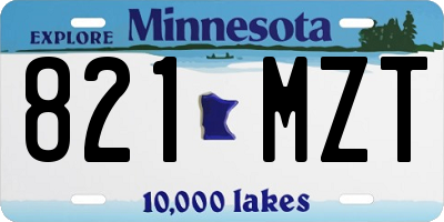 MN license plate 821MZT
