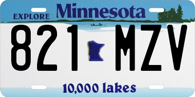 MN license plate 821MZV