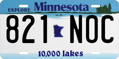 MN license plate 821NOC