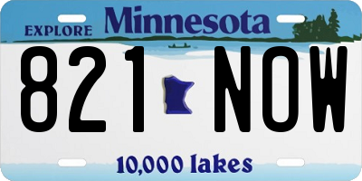 MN license plate 821NOW
