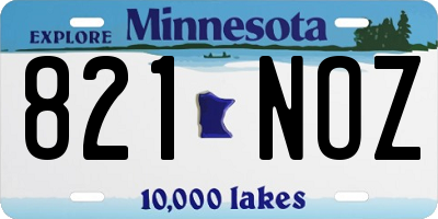 MN license plate 821NOZ