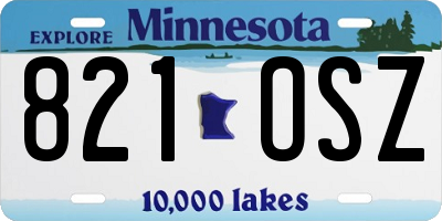 MN license plate 821OSZ