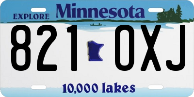 MN license plate 821OXJ