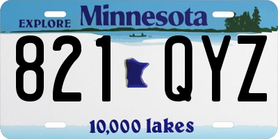 MN license plate 821QYZ
