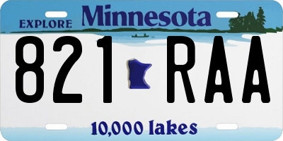MN license plate 821RAA