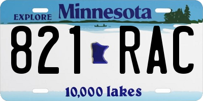 MN license plate 821RAC
