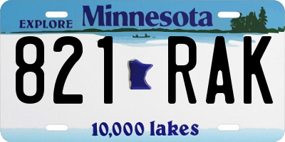 MN license plate 821RAK