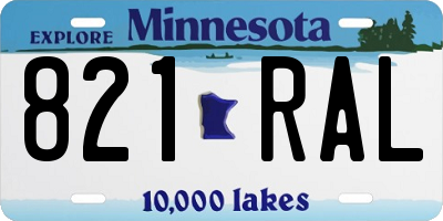 MN license plate 821RAL