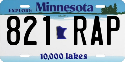 MN license plate 821RAP
