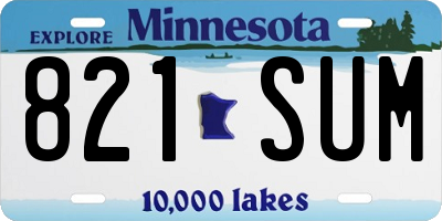 MN license plate 821SUM