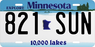 MN license plate 821SUN