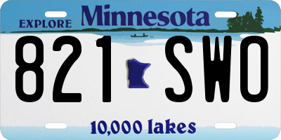 MN license plate 821SWO