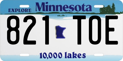 MN license plate 821TOE