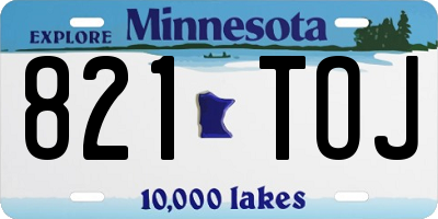 MN license plate 821TOJ