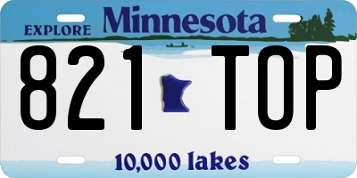 MN license plate 821TOP