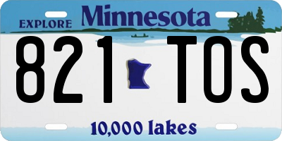 MN license plate 821TOS