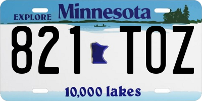 MN license plate 821TOZ