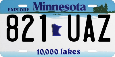 MN license plate 821UAZ