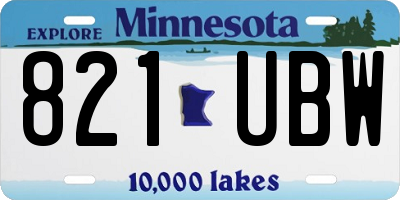 MN license plate 821UBW