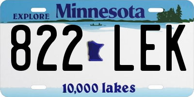 MN license plate 822LEK