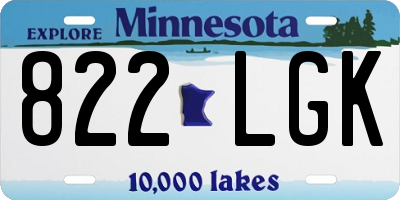 MN license plate 822LGK