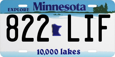 MN license plate 822LIF