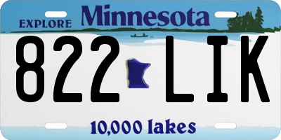 MN license plate 822LIK