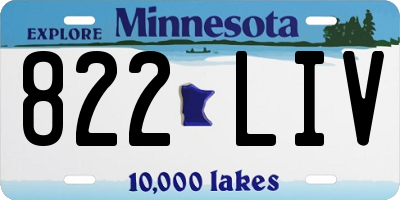 MN license plate 822LIV