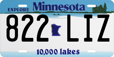 MN license plate 822LIZ