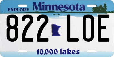 MN license plate 822LOE