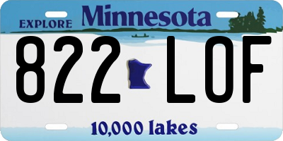 MN license plate 822LOF