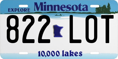 MN license plate 822LOT