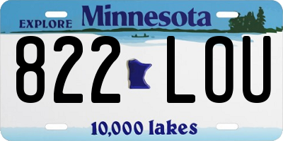 MN license plate 822LOU