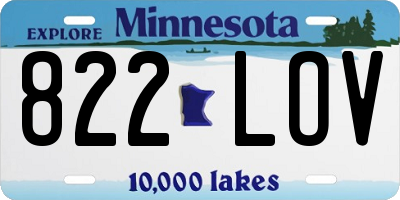 MN license plate 822LOV