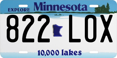 MN license plate 822LOX