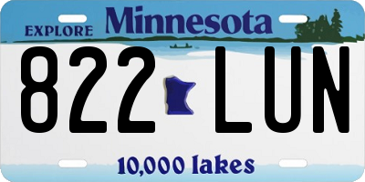 MN license plate 822LUN