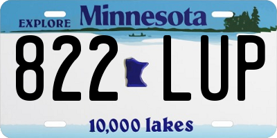 MN license plate 822LUP