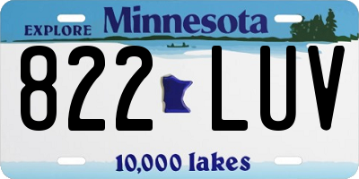 MN license plate 822LUV