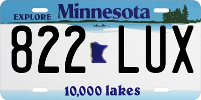 MN license plate 822LUX