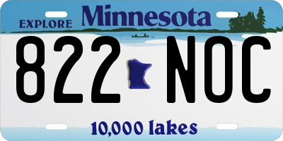 MN license plate 822NOC