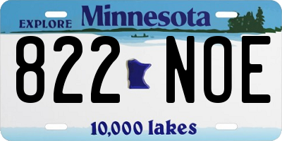 MN license plate 822NOE