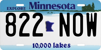 MN license plate 822NOW