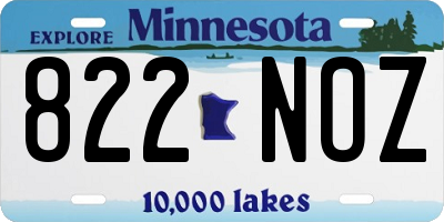 MN license plate 822NOZ