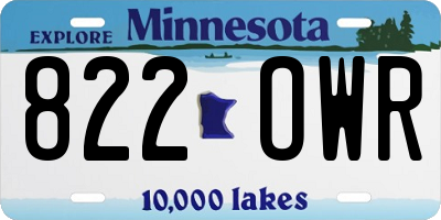 MN license plate 822OWR