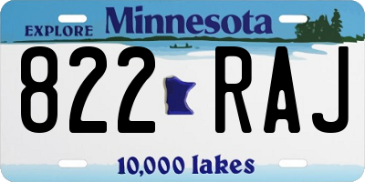 MN license plate 822RAJ