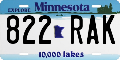 MN license plate 822RAK