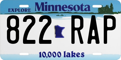 MN license plate 822RAP
