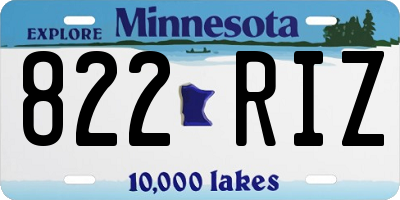 MN license plate 822RIZ