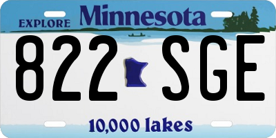 MN license plate 822SGE